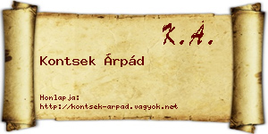 Kontsek Árpád névjegykártya
